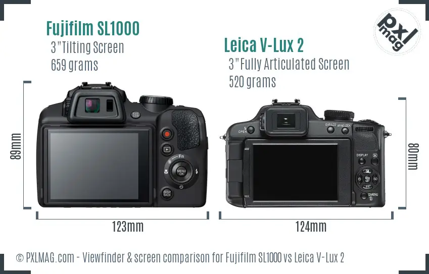 Fujifilm SL1000 vs Leica V-Lux 2 Screen and Viewfinder comparison