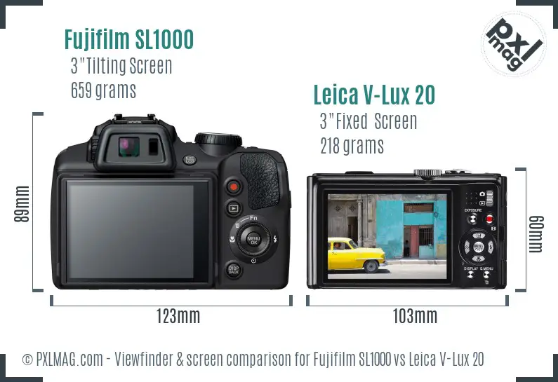 Fujifilm SL1000 vs Leica V-Lux 20 Screen and Viewfinder comparison
