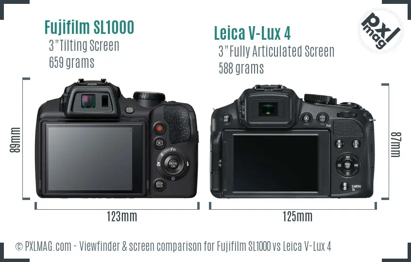 Fujifilm SL1000 vs Leica V-Lux 4 Screen and Viewfinder comparison
