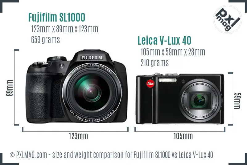 Fujifilm SL1000 vs Leica V-Lux 40 size comparison