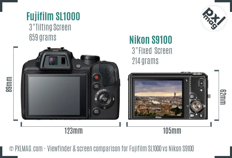 Fujifilm SL1000 vs Nikon S9100 Screen and Viewfinder comparison Fujifilm SL1000 vs Nikon S9100 Screen and Viewfinder comparison