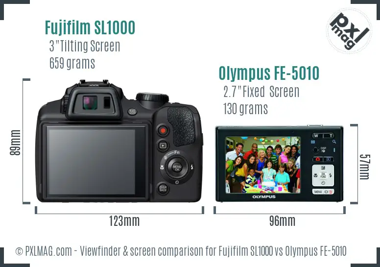 Fujifilm SL1000 vs Olympus FE-5010 Screen and Viewfinder comparison