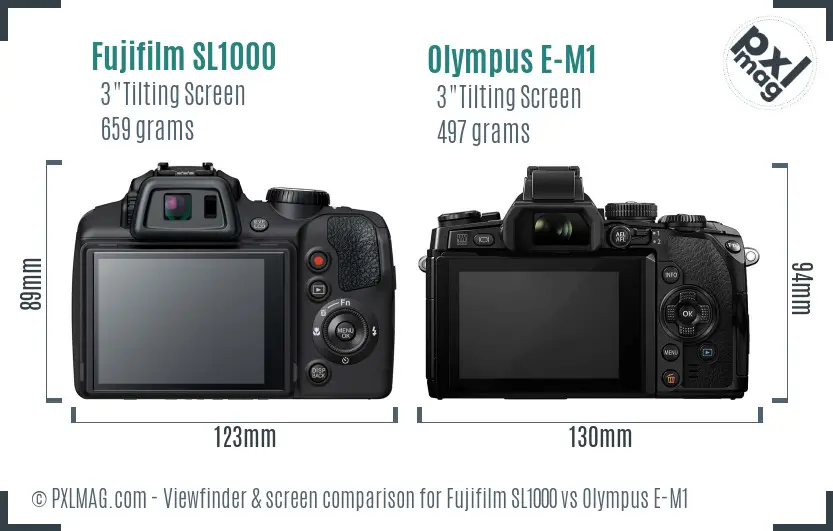 Fujifilm SL1000 vs Olympus E-M1 Screen and Viewfinder comparison