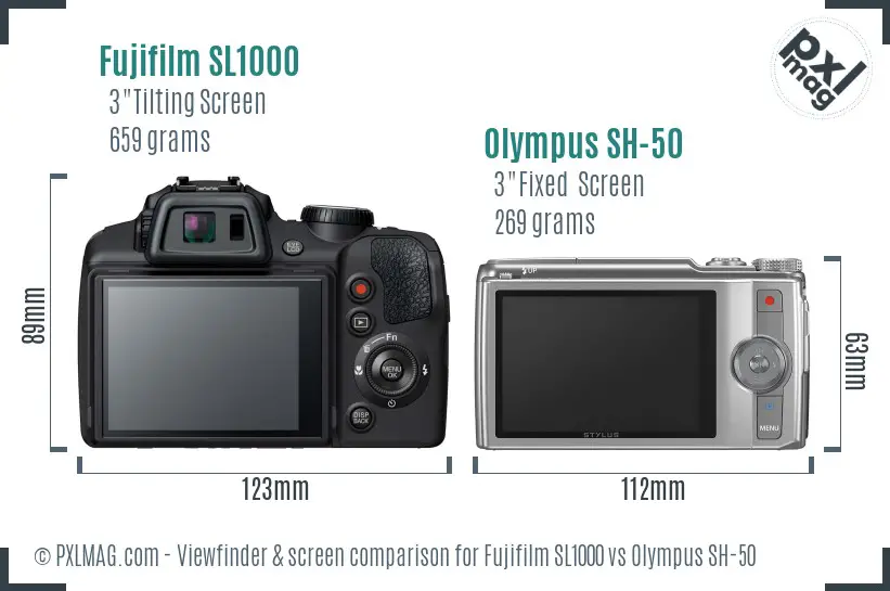 Fujifilm SL1000 vs Olympus SH-50 Screen and Viewfinder comparison Fujifilm SL1000 vs Olympus SH-50 Screen and Viewfinder comparison