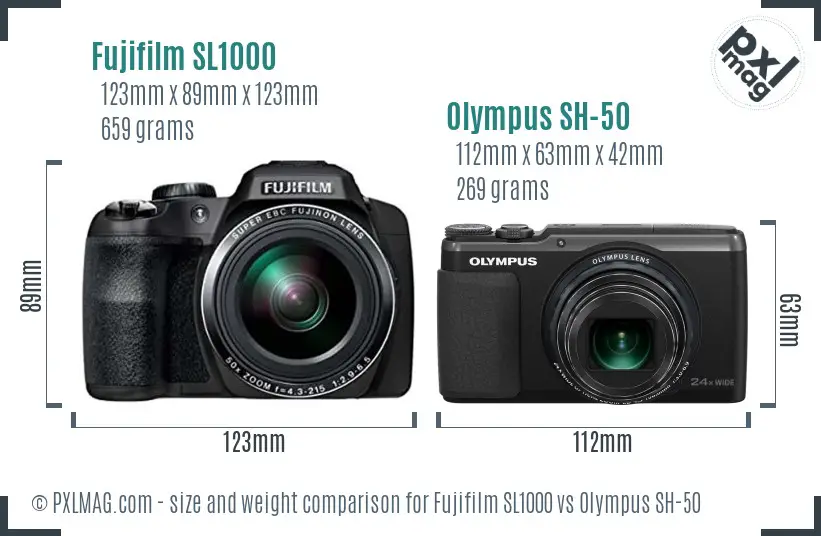 Fujifilm SL1000 vs Olympus SH-50 size comparison Fujifilm SL1000 vs Olympus SH-50 size comparison