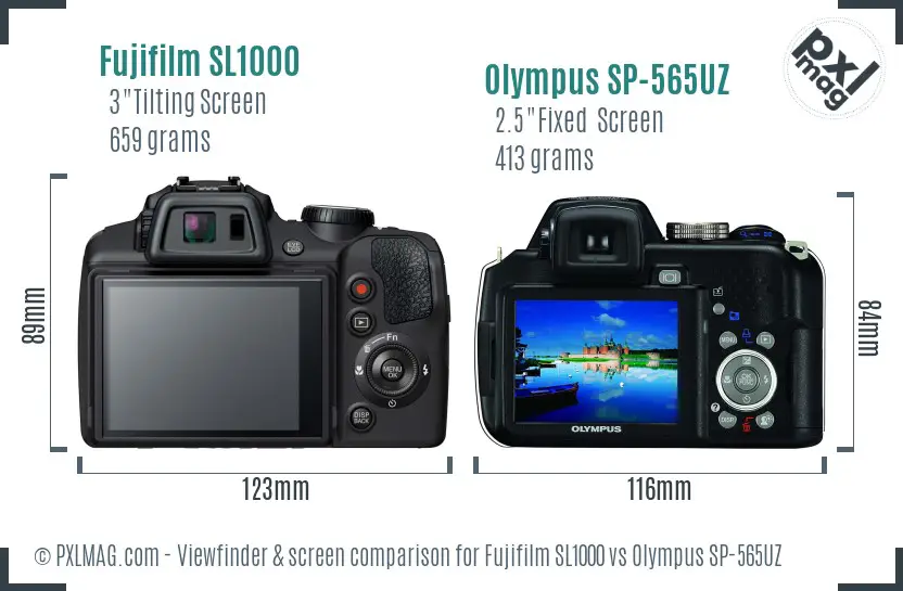 Fujifilm SL1000 vs Olympus SP-565UZ Screen and Viewfinder comparison Fujifilm SL1000 vs Olympus SP-565UZ Screen and Viewfinder comparison