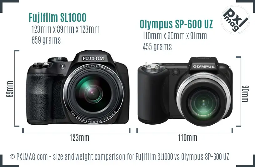 Fujifilm SL1000 vs Olympus SP-600 UZ size comparison