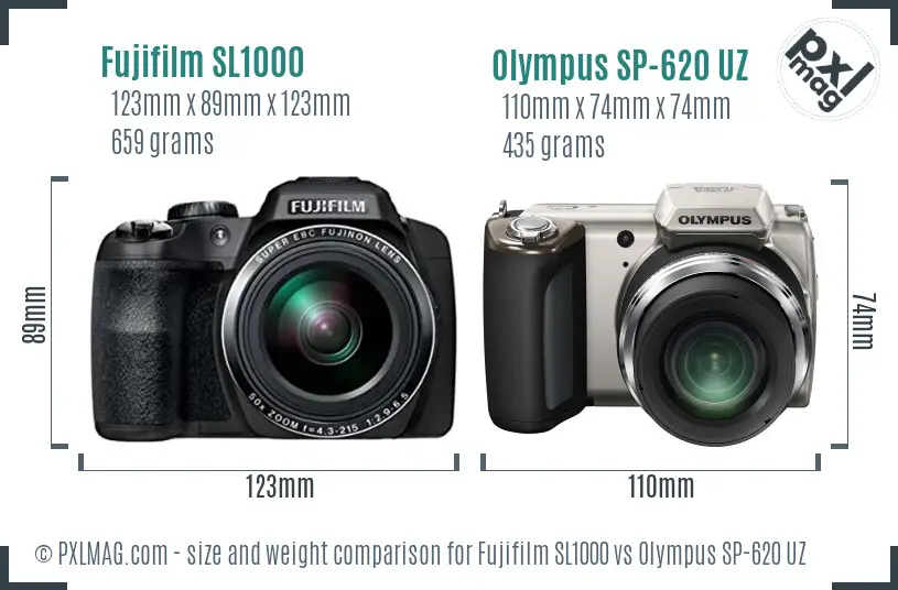 Fujifilm SL1000 vs Olympus SP-620 UZ size comparison