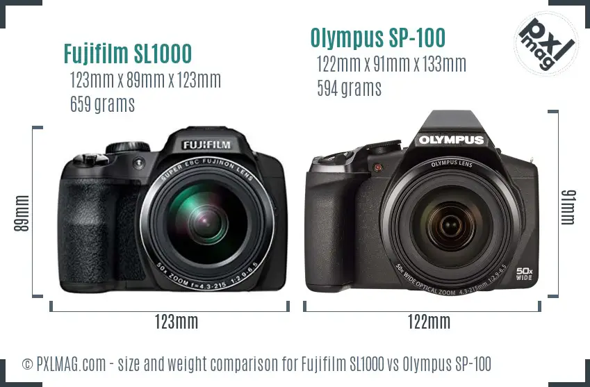 Fujifilm SL1000 vs Olympus SP-100 size comparison Fujifilm SL1000 vs Olympus SP-100 size comparison