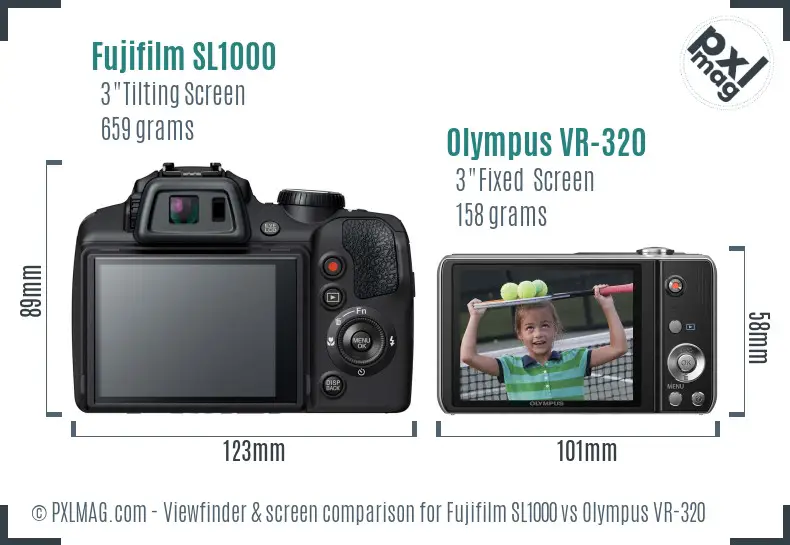 Fujifilm SL1000 vs Olympus VR-320 Screen and Viewfinder comparison