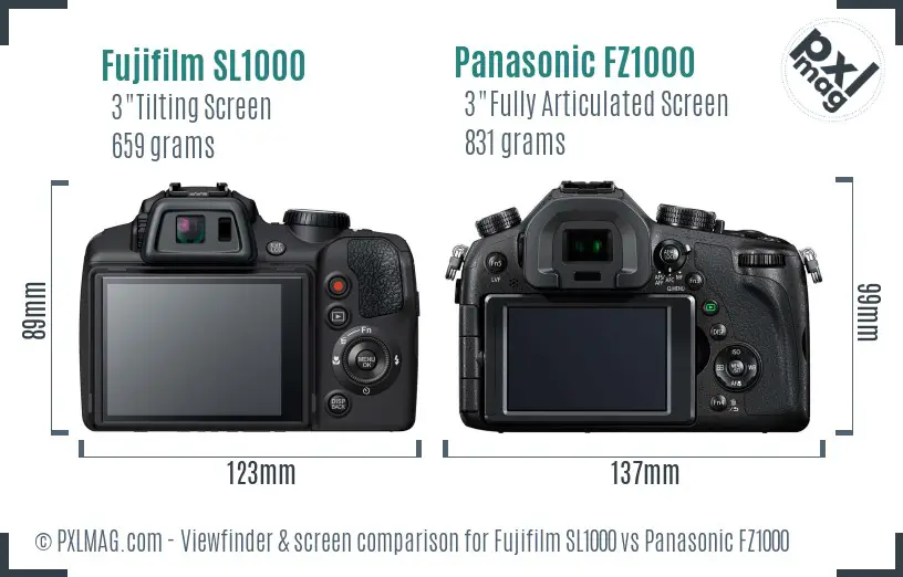 Fujifilm SL1000 vs Panasonic FZ1000 Screen and Viewfinder comparison