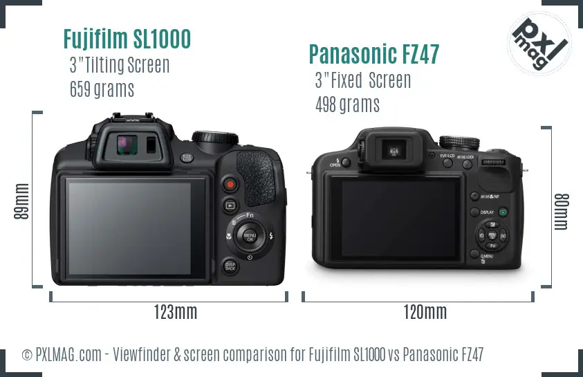 Fujifilm SL1000 vs Panasonic FZ47 Screen and Viewfinder comparison Fujifilm SL1000 vs Panasonic FZ47 Screen and Viewfinder comparison