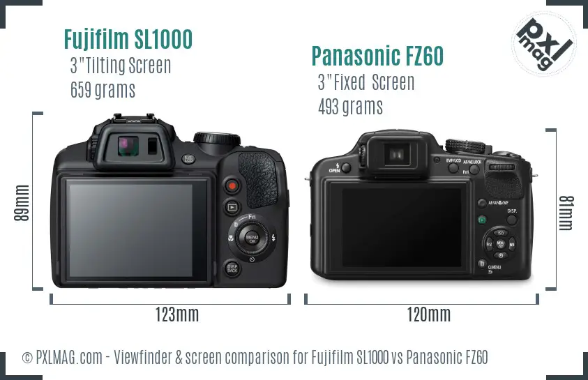 Fujifilm SL1000 vs Panasonic FZ60 Screen and Viewfinder comparison Fujifilm SL1000 vs Panasonic FZ60 Screen and Viewfinder comparison