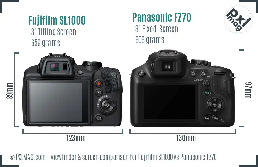 Fujifilm SL1000 vs Panasonic FZ70 Screen and Viewfinder comparison