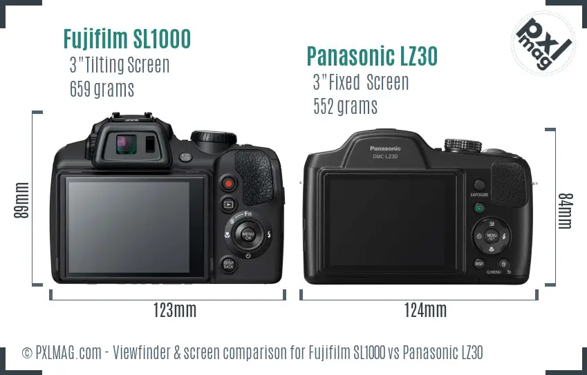 Fujifilm SL1000 vs Panasonic LZ30 Screen and Viewfinder comparison
