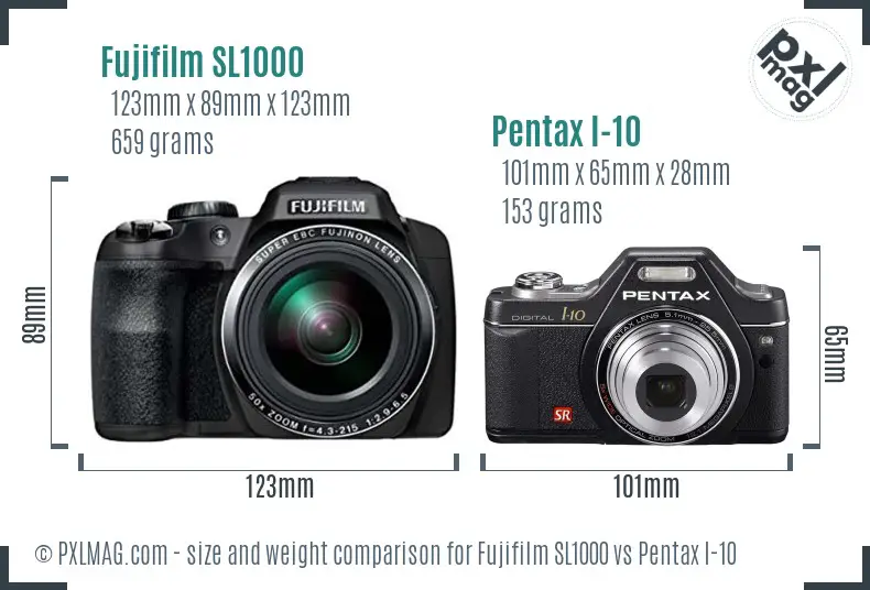 Fujifilm SL1000 vs Pentax I-10 size comparison