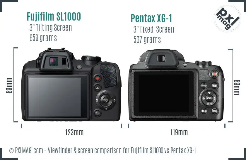 Fujifilm SL1000 vs Pentax XG-1 Screen and Viewfinder comparison