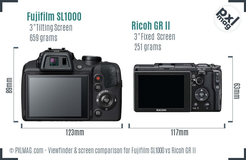 Fujifilm SL1000 vs Ricoh GR II Screen and Viewfinder comparison