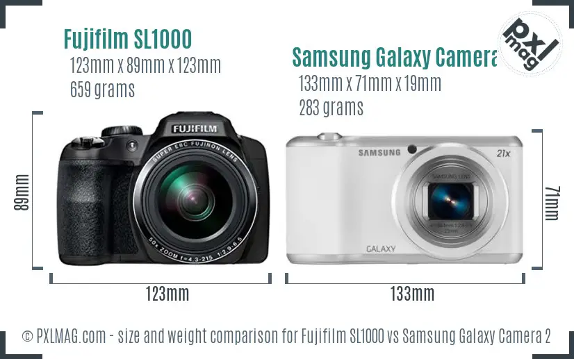 Fujifilm SL1000 vs Samsung Galaxy Camera 2 size comparison
