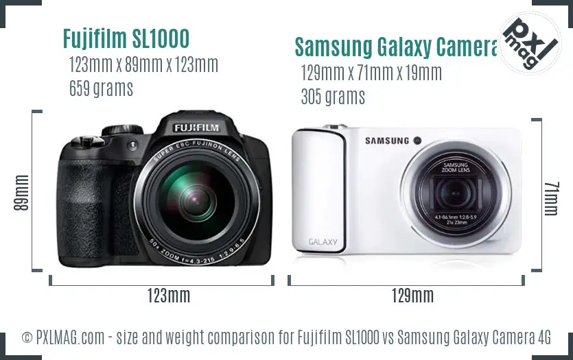 Fujifilm SL1000 vs Samsung Galaxy Camera 4G size comparison
