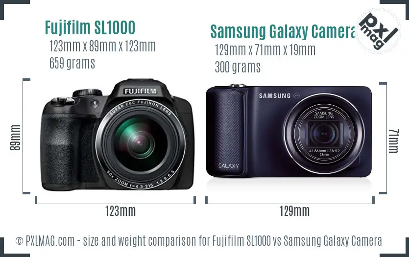 Fujifilm SL1000 vs Samsung Galaxy Camera size comparison