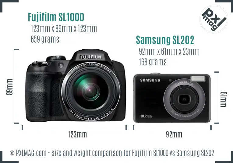 Fujifilm SL1000 vs Samsung SL202 size comparison Fujifilm SL1000 vs Samsung SL202 size comparison