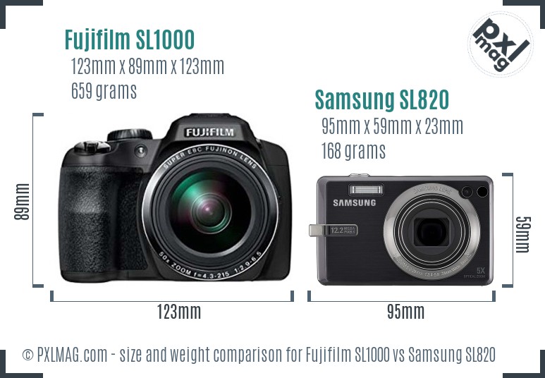Fujifilm SL1000 vs Samsung SL820 size comparison Fujifilm SL1000 vs Samsung SL820 size comparison