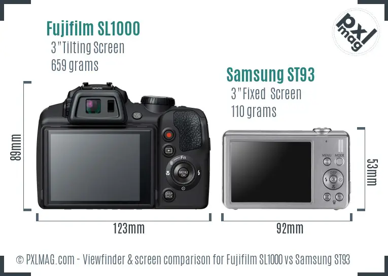 Fujifilm SL1000 vs Samsung ST93 Screen and Viewfinder comparison Fujifilm SL1000 vs Samsung ST93 Screen and Viewfinder comparison
