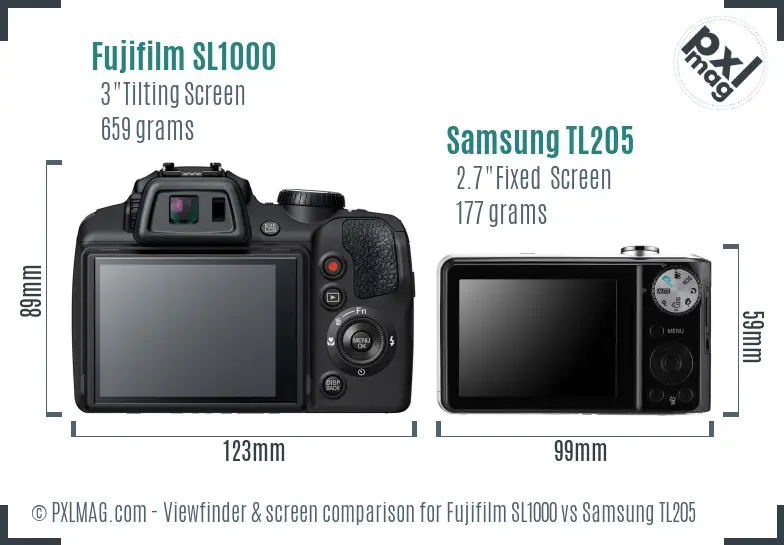 Fujifilm SL1000 vs Samsung TL205 Screen and Viewfinder comparison
