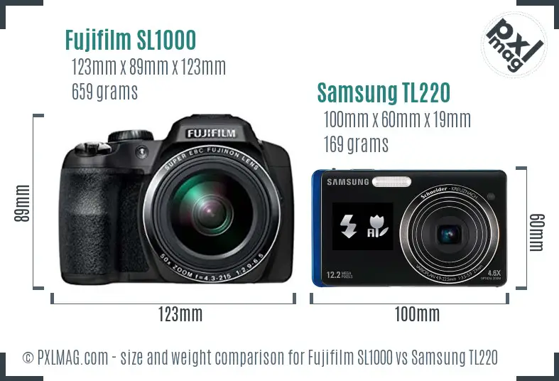 Fujifilm SL1000 vs Samsung TL220 size comparison Fujifilm SL1000 vs Samsung TL220 size comparison