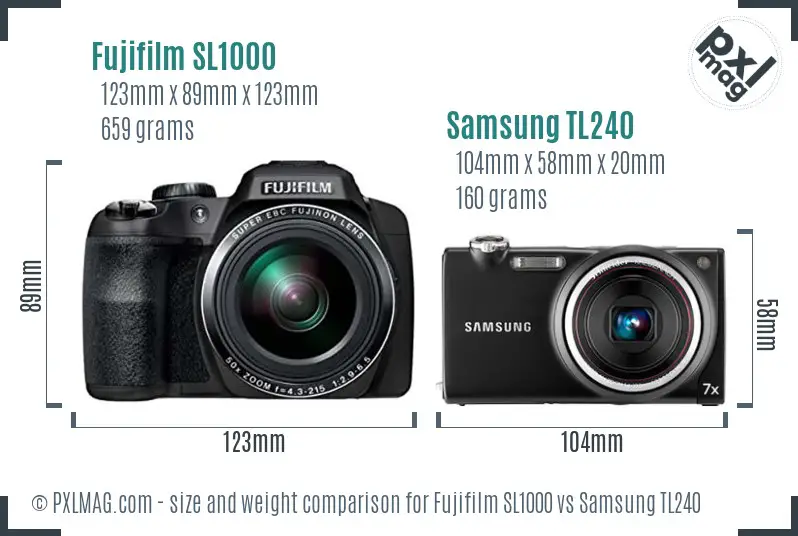 Fujifilm SL1000 vs Samsung TL240 size comparison Fujifilm SL1000 vs Samsung TL240 size comparison