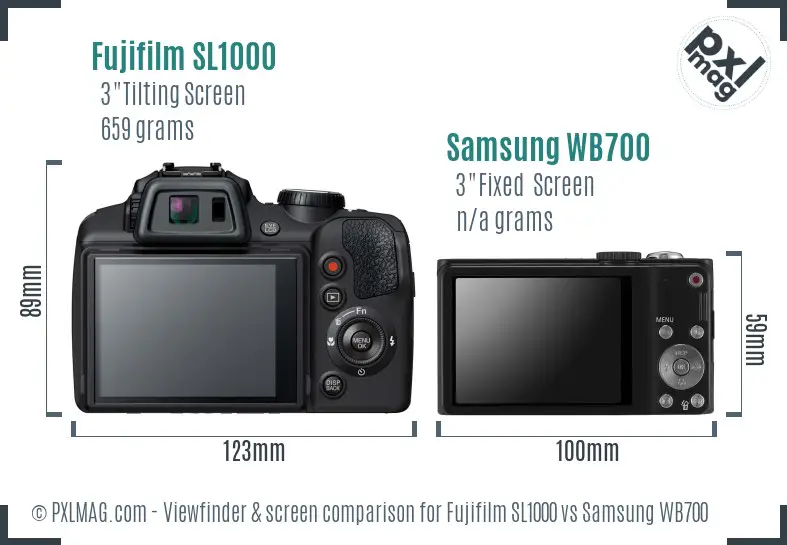 Fujifilm SL1000 vs Samsung WB700 Screen and Viewfinder comparison