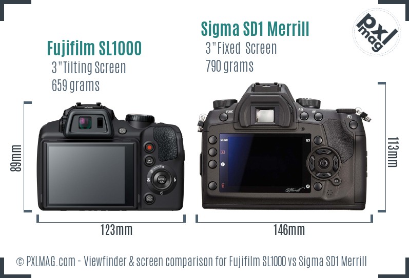 Fujifilm SL1000 vs Sigma SD1 Merrill Screen and Viewfinder comparison