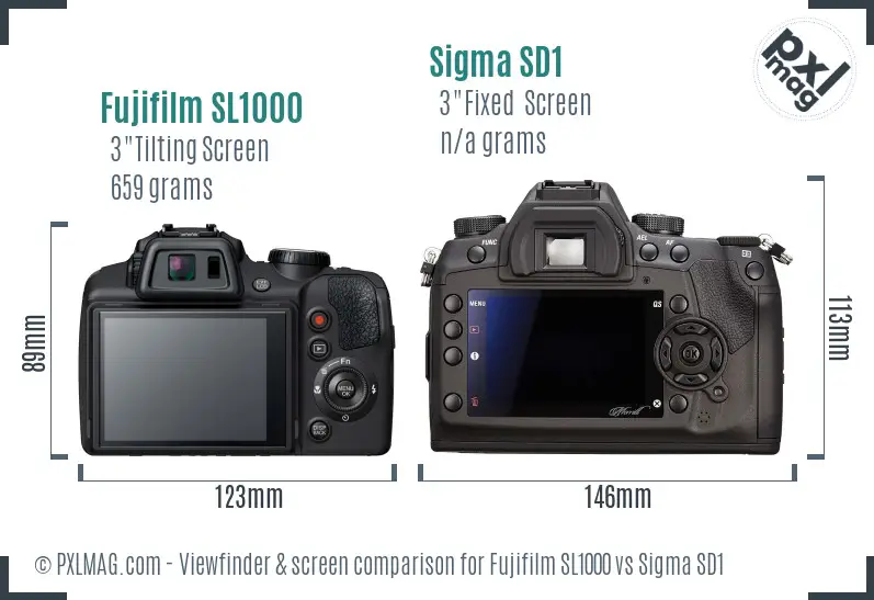 Fujifilm SL1000 vs Sigma SD1 Screen and Viewfinder comparison