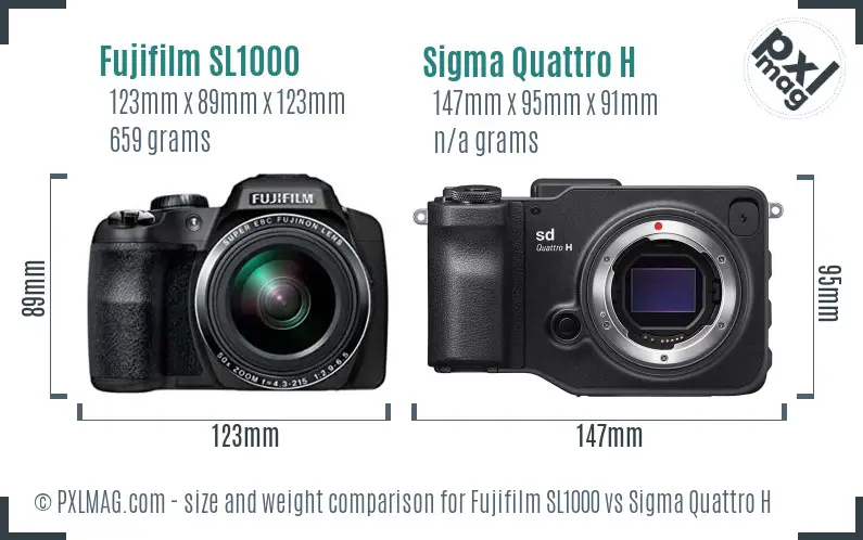 Fujifilm SL1000 vs Sigma Quattro H size comparison