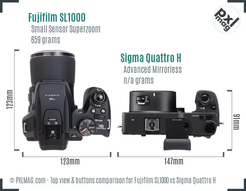 Fujifilm SL1000 vs Sigma Quattro H top view buttons comparison