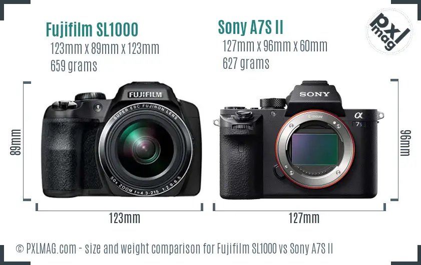 Fujifilm SL1000 vs Sony A7S II size comparison Fujifilm SL1000 vs Sony A7S II size comparison