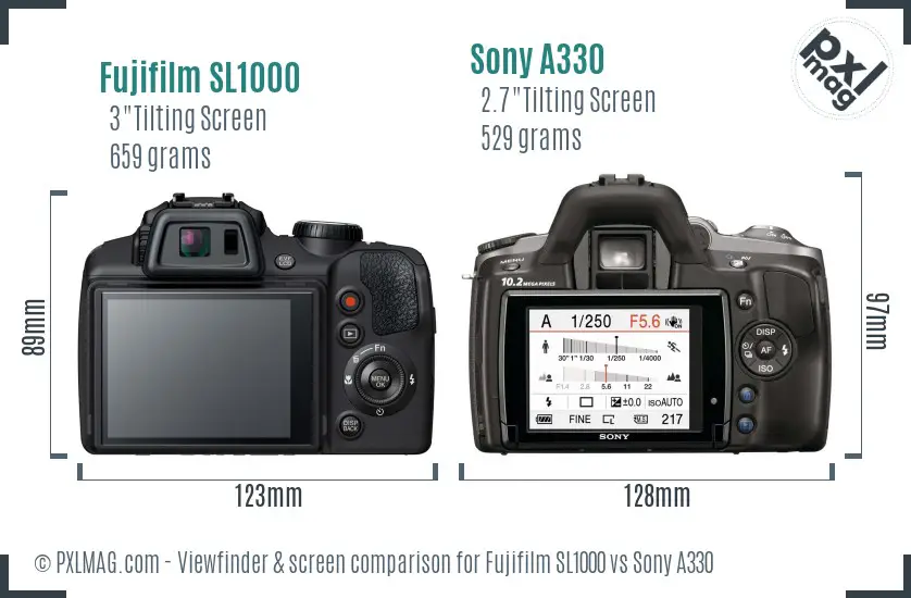 Fujifilm SL1000 vs Sony A330 Screen and Viewfinder comparison