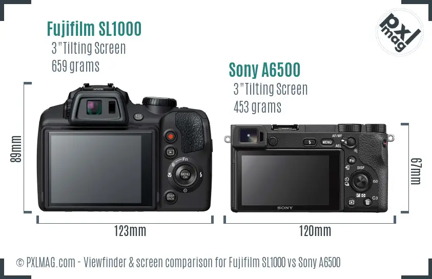 Fujifilm SL1000 vs Sony A6500 Screen and Viewfinder comparison Fujifilm SL1000 vs Sony A6500 Screen and Viewfinder comparison