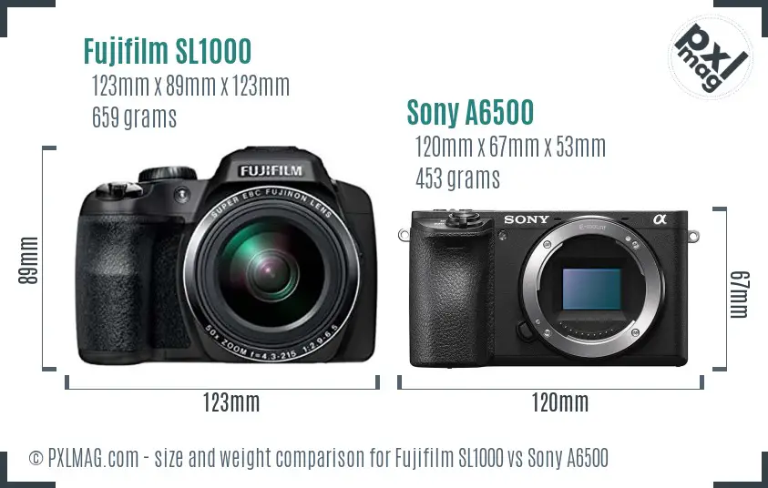 Fujifilm SL1000 vs Sony A6500 size comparison Fujifilm SL1000 vs Sony A6500 size comparison