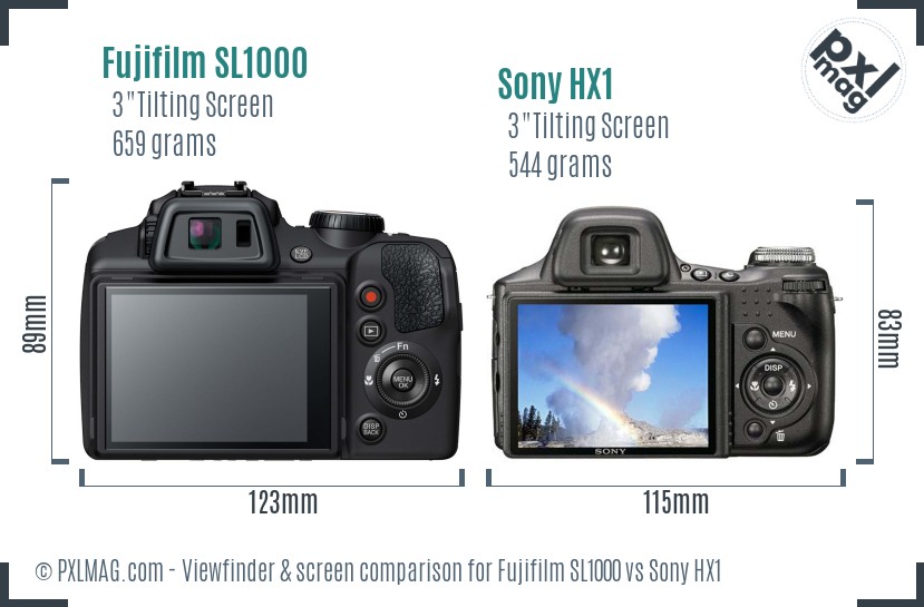 Fujifilm SL1000 vs Sony HX1 Screen and Viewfinder comparison