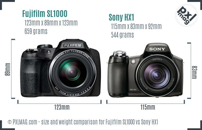 Fujifilm SL1000 vs Sony HX1 size comparison Fujifilm SL1000 vs Sony HX1 size comparison