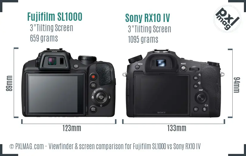 Fujifilm SL1000 vs Sony RX10 IV Screen and Viewfinder comparison
