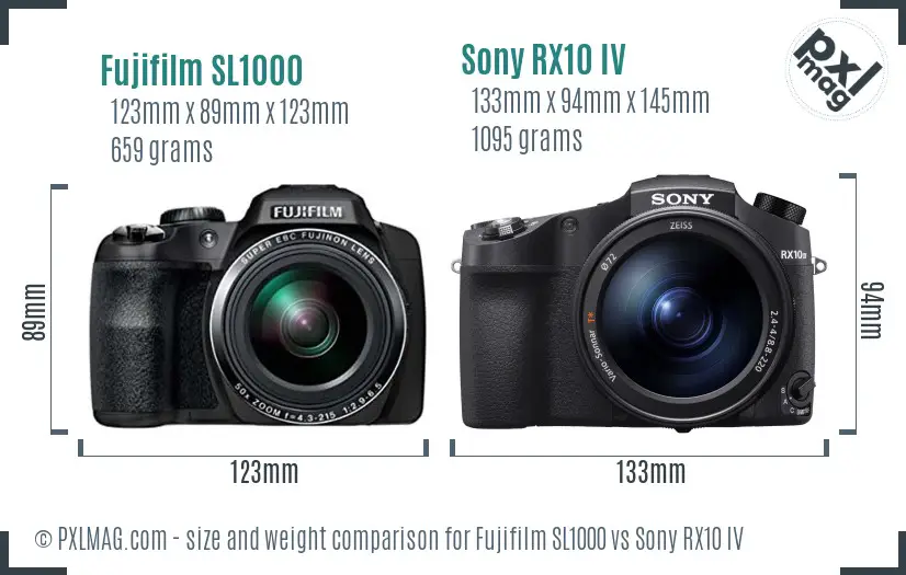 Fujifilm SL1000 vs Sony RX10 IV size comparison