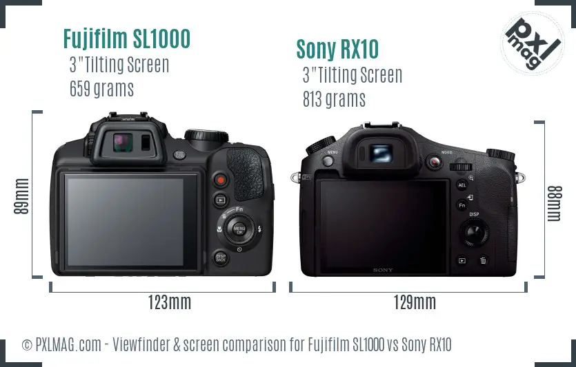 Fujifilm SL1000 vs Sony RX10 Screen and Viewfinder comparison