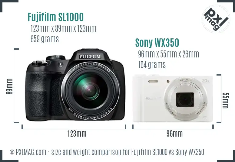 Fujifilm SL1000 vs Sony WX350 size comparison Fujifilm SL1000 vs Sony WX350 size comparison