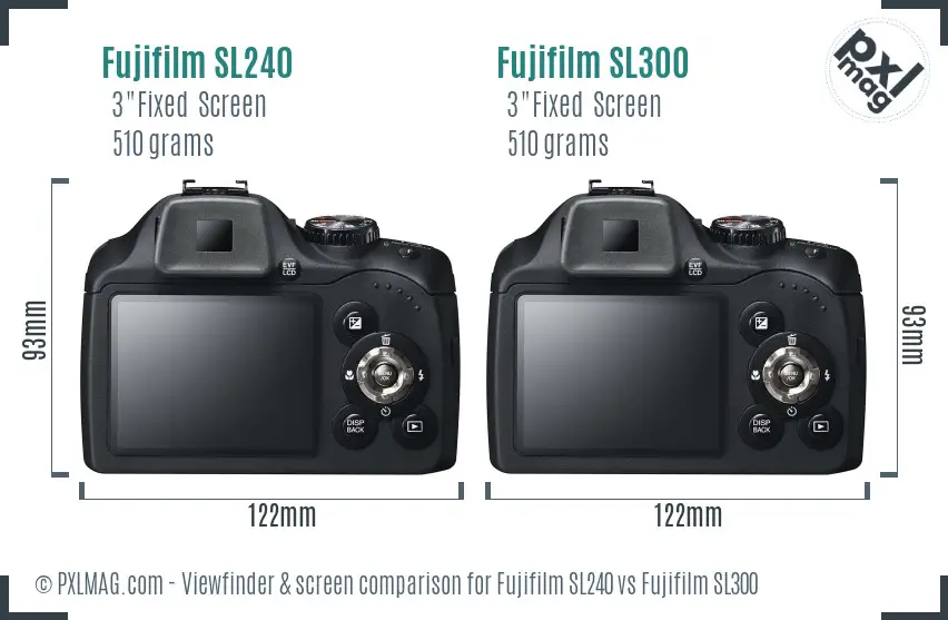 Fujifilm SL240 vs Fujifilm SL300 Screen and Viewfinder comparison