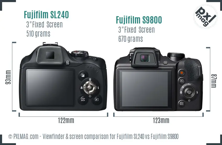 Fujifilm SL240 vs Fujifilm S9800 Screen and Viewfinder comparison