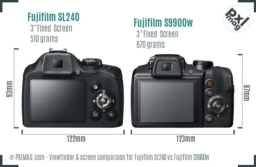 Fujifilm SL240 vs Fujifilm S9900w Screen and Viewfinder comparison