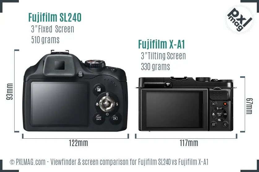 Fujifilm SL240 vs Fujifilm X-A1 Screen and Viewfinder comparison